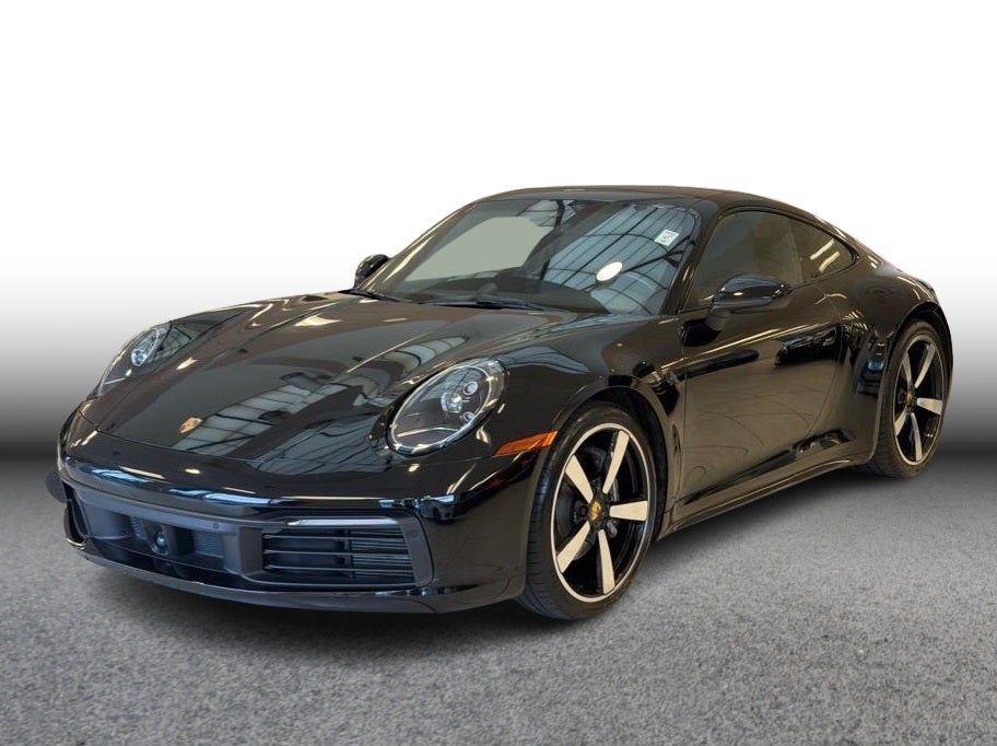 2020 Porsche 911 Carrera Coupe 2D in Black — front three-quarter view